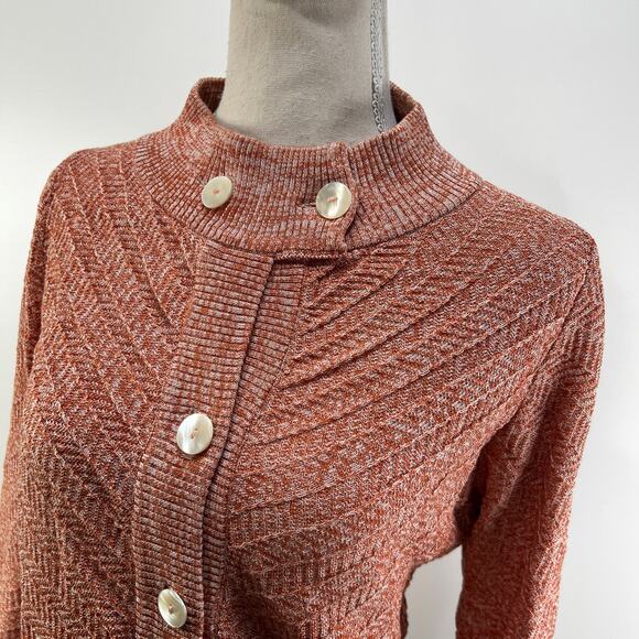 Luca Luca Cotton Knit Textured Sweater High Ribbed Collar Wool Free - Picture 2 of 8